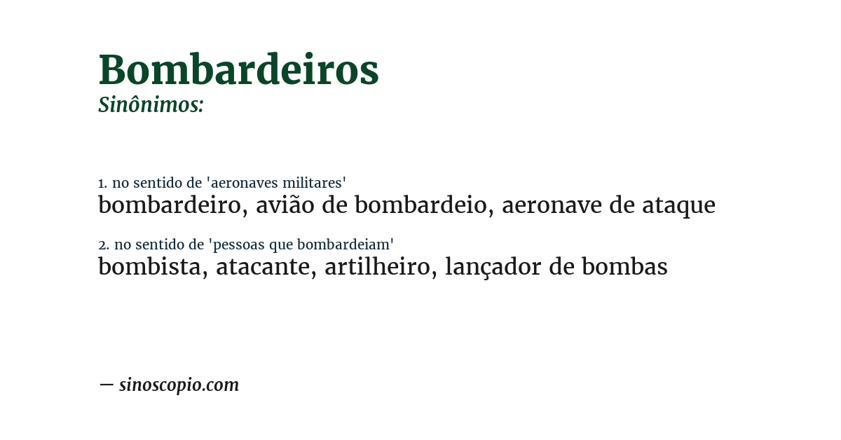 Sinônimo de bombardeiros