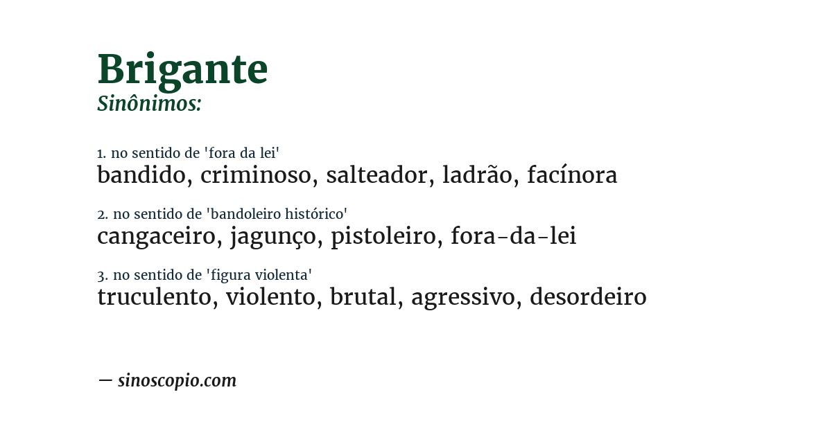 Sinônimo de brigante