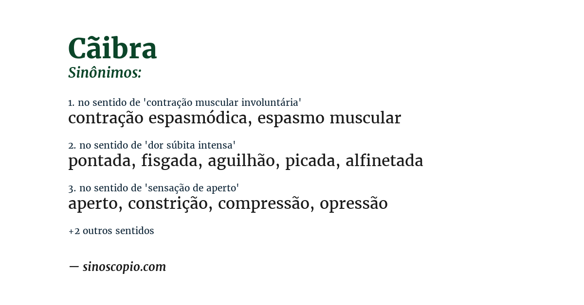 Sinônimo de cãibra