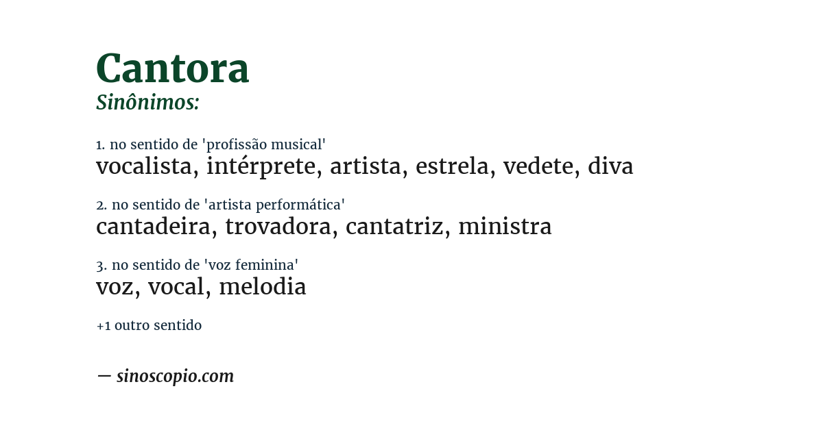 Sinônimo de cantora