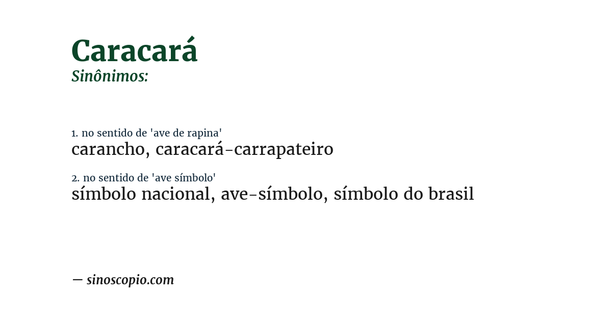 Sinônimo de caracará