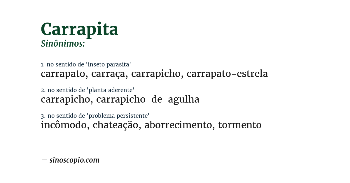 Sinônimo de carrapita