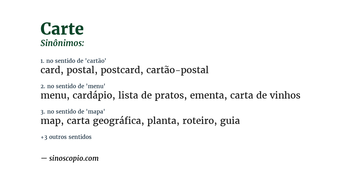 Sinônimo de carte