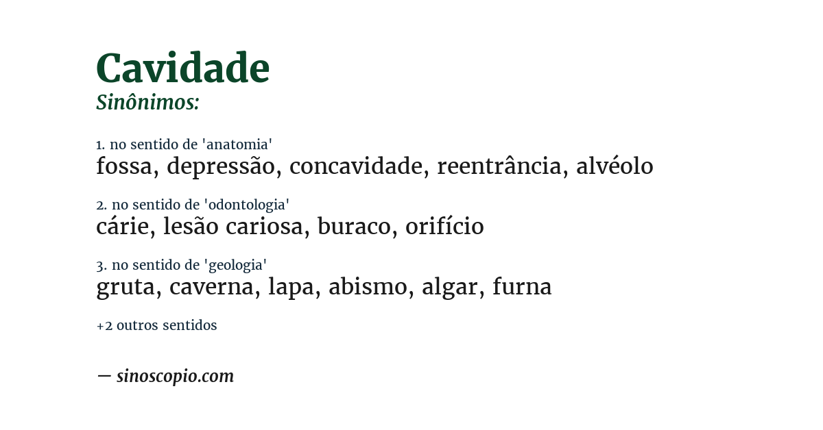 Sinônimo de cavidade
