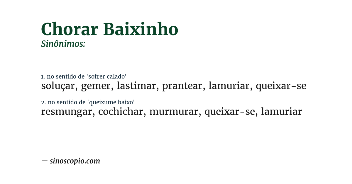Sinônimo de chorar baixinho