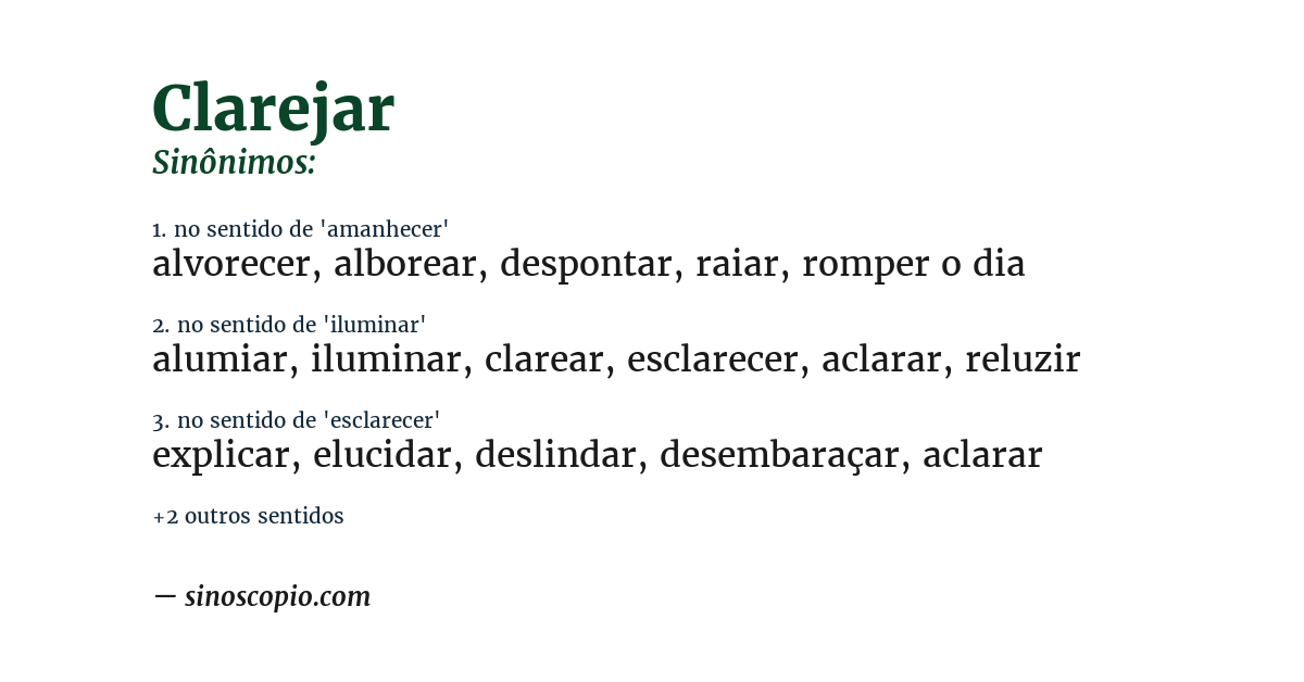 Sinônimo de clarejar