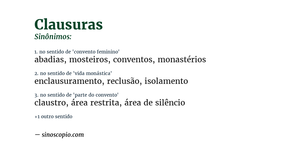 Sinônimo de clausuras