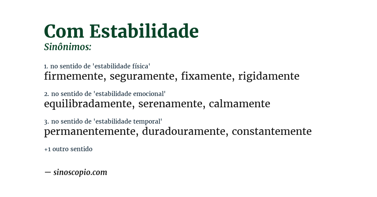 Sinônimo de com estabilidade