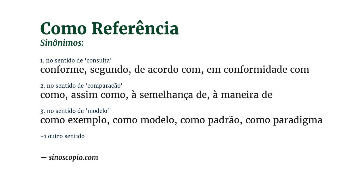 Sinônimo de como referência