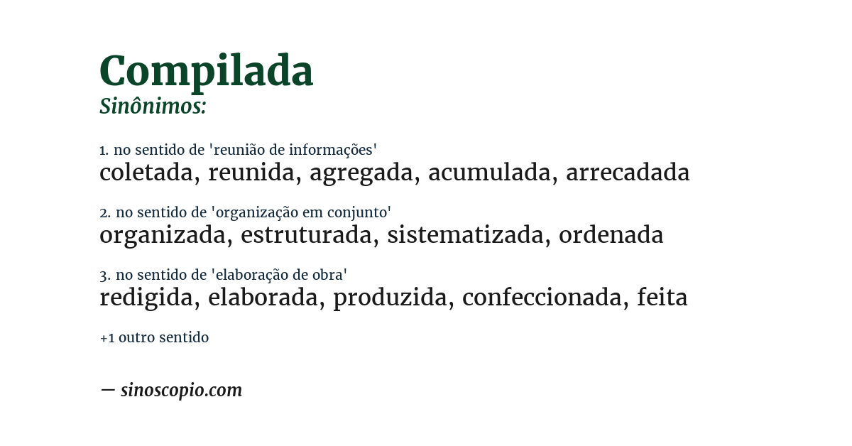 Sinônimo de compilada