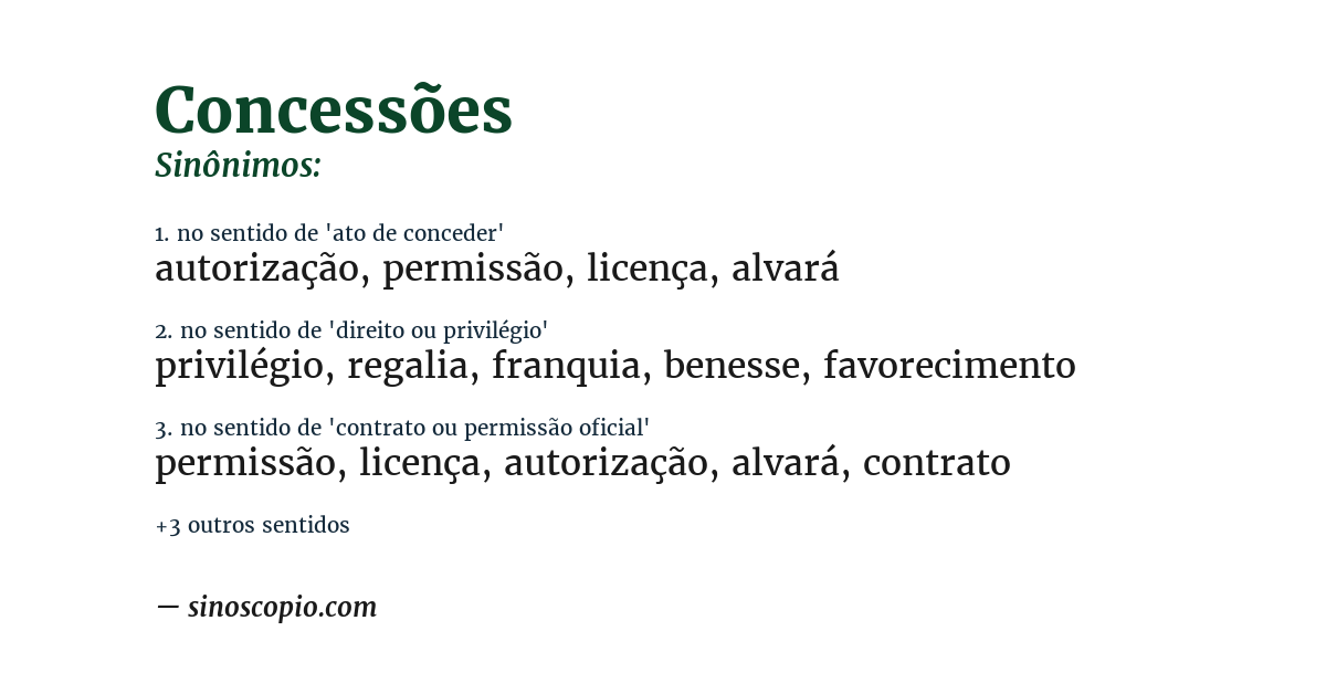 Sinônimo de concessões