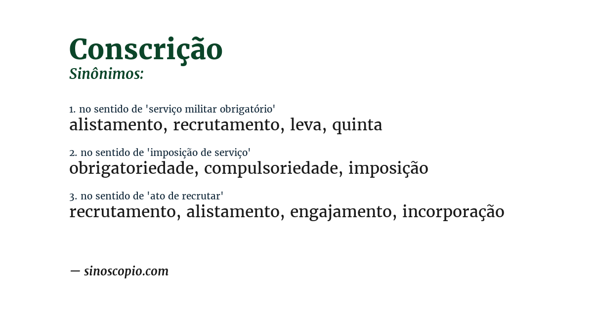 Sinônimo de conscrição