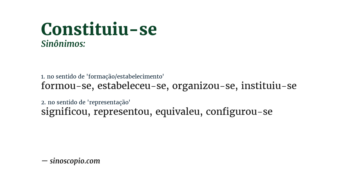Sinônimo de constituiu-se