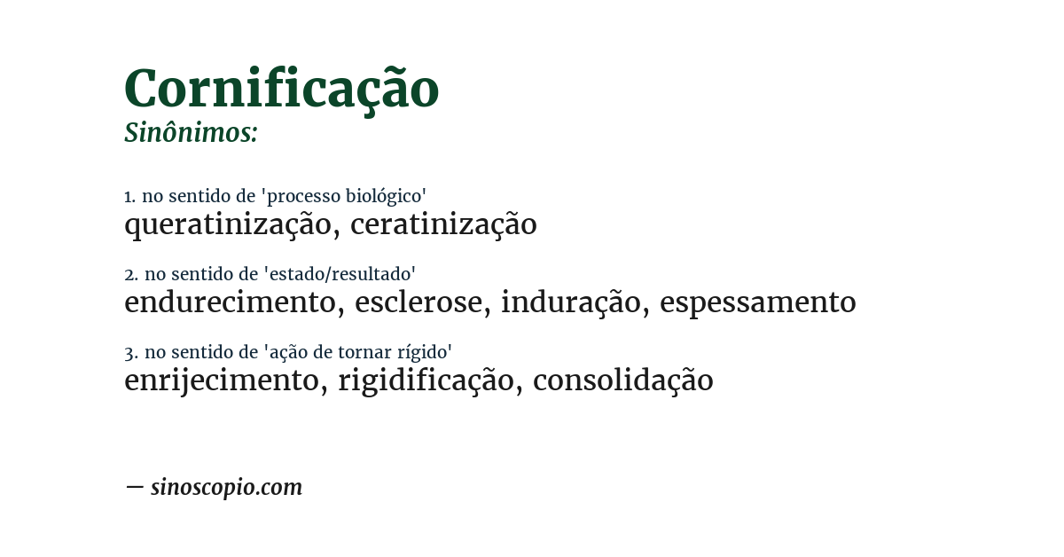 Sinônimo de cornificação