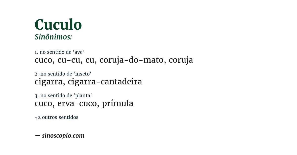 Sinônimo de cuculo