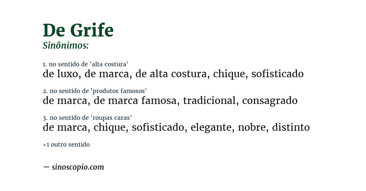 Sinônimo de de grife