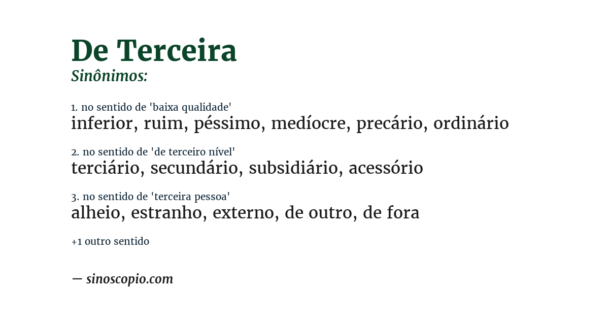 Sinônimo de de terceira