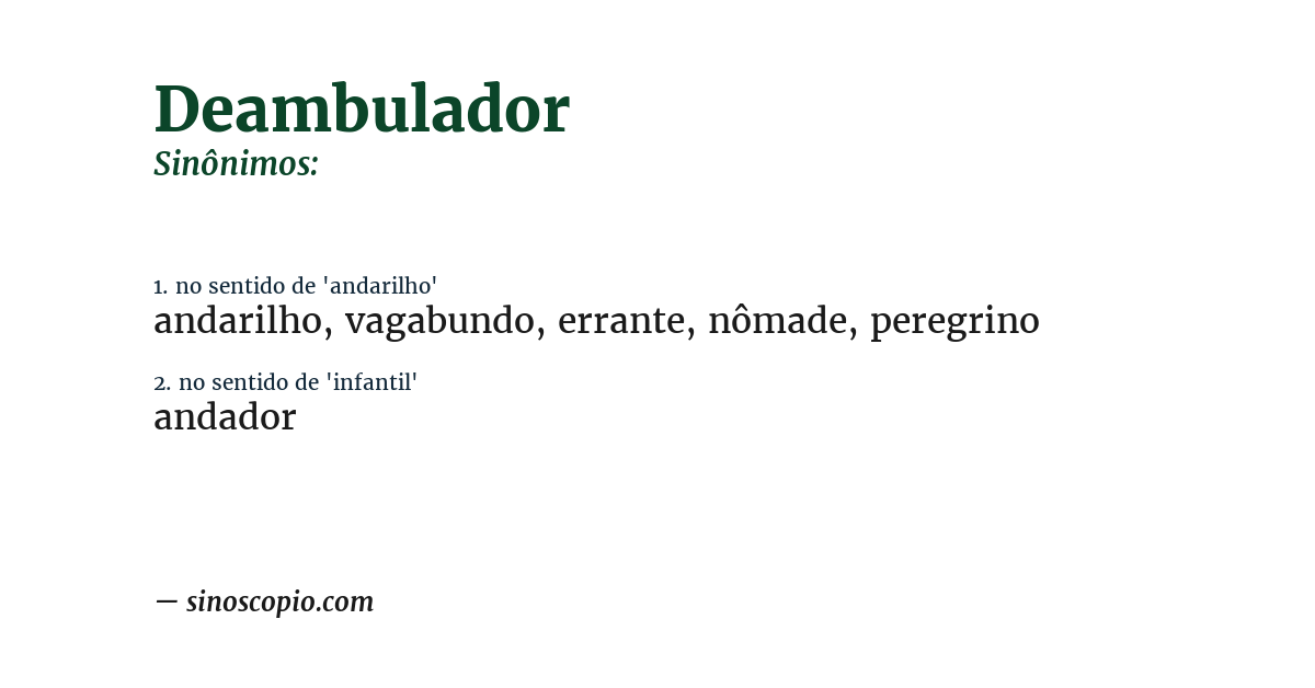 Sinônimo de deambulador