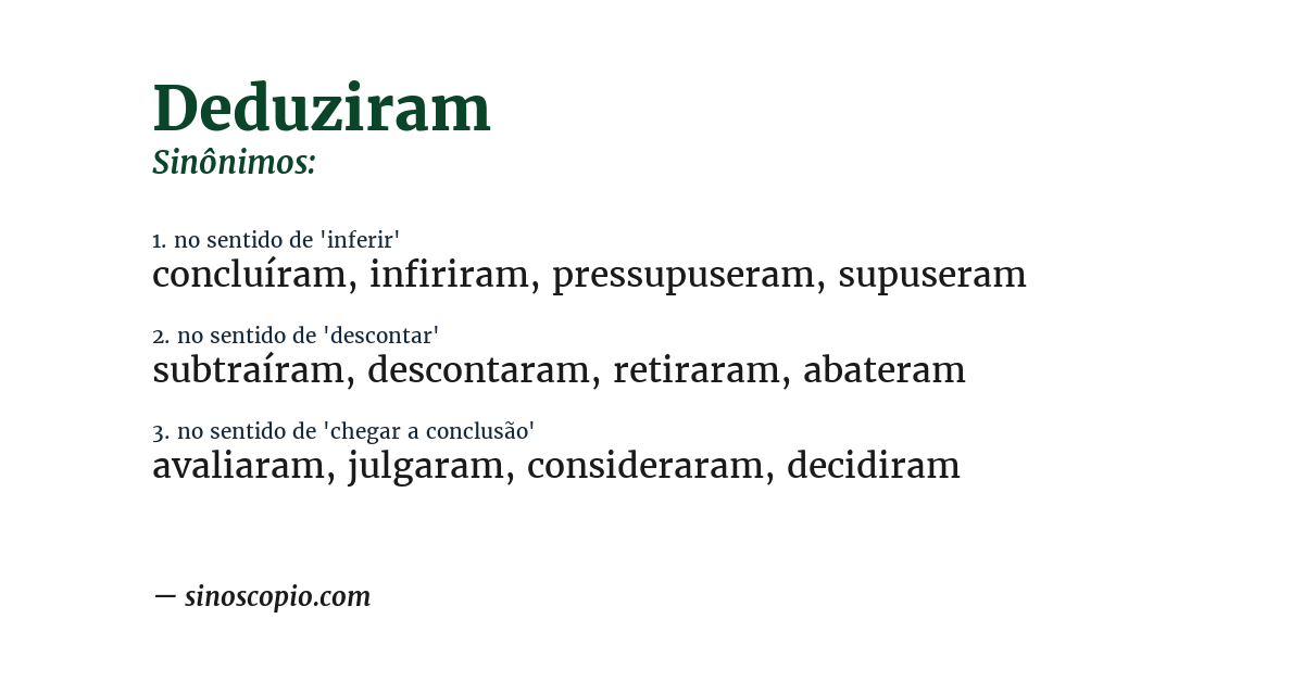 Sinônimo de deduziram