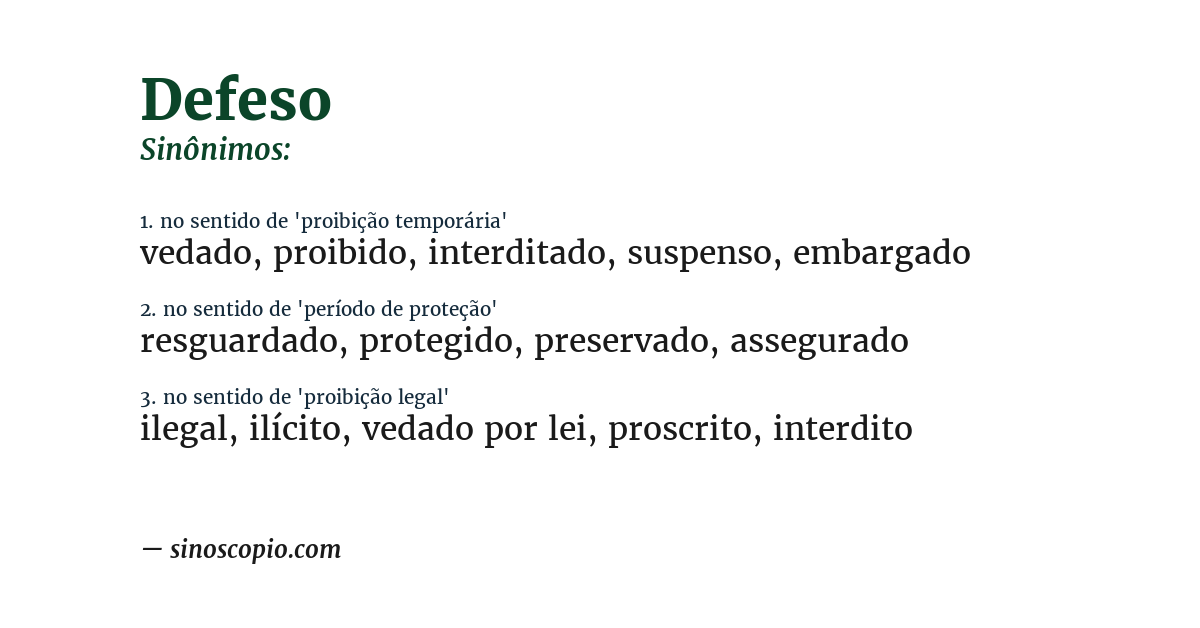 Sinônimo de defeso