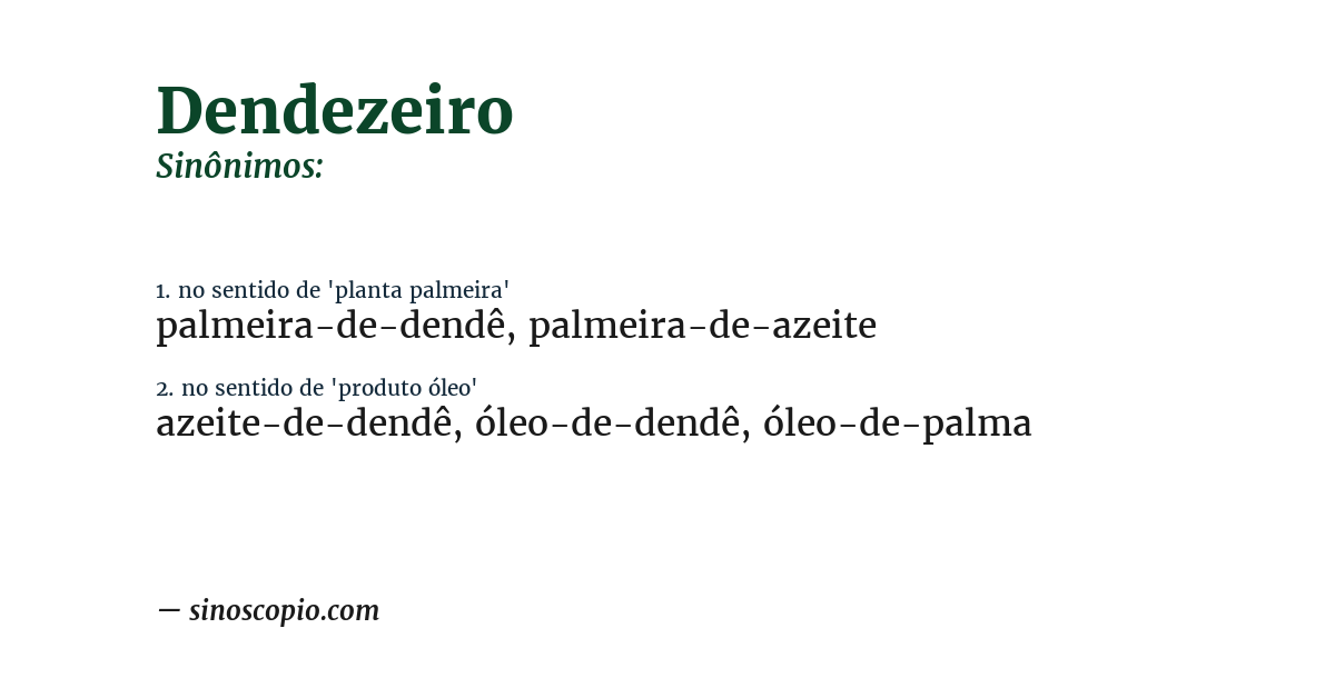 Sinônimo de dendezeiro