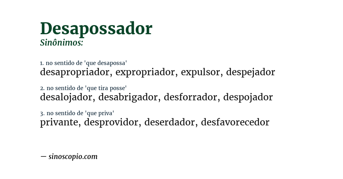 Sinônimo de desapossador