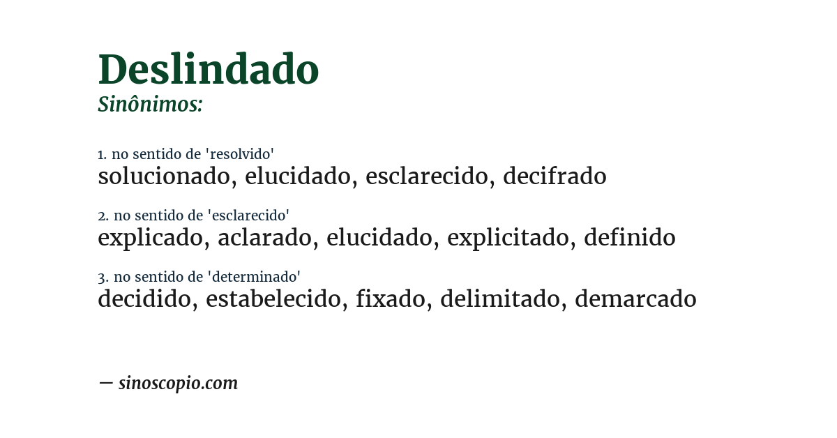 Sinônimo de deslindado