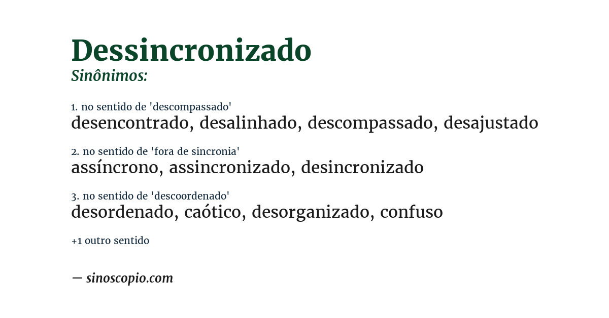 Sinônimo de dessincronizado