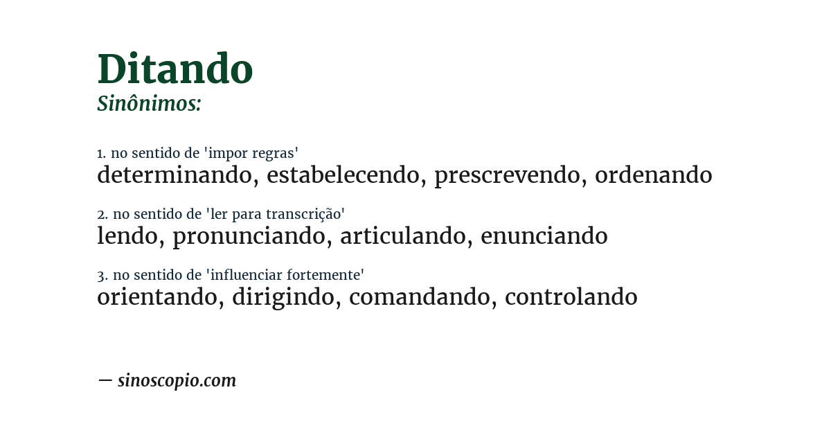 Sinônimo de ditando