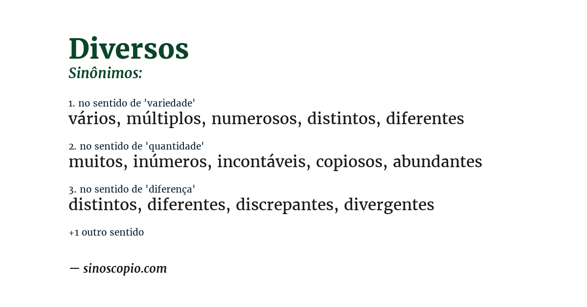 Sinônimo de diversos
