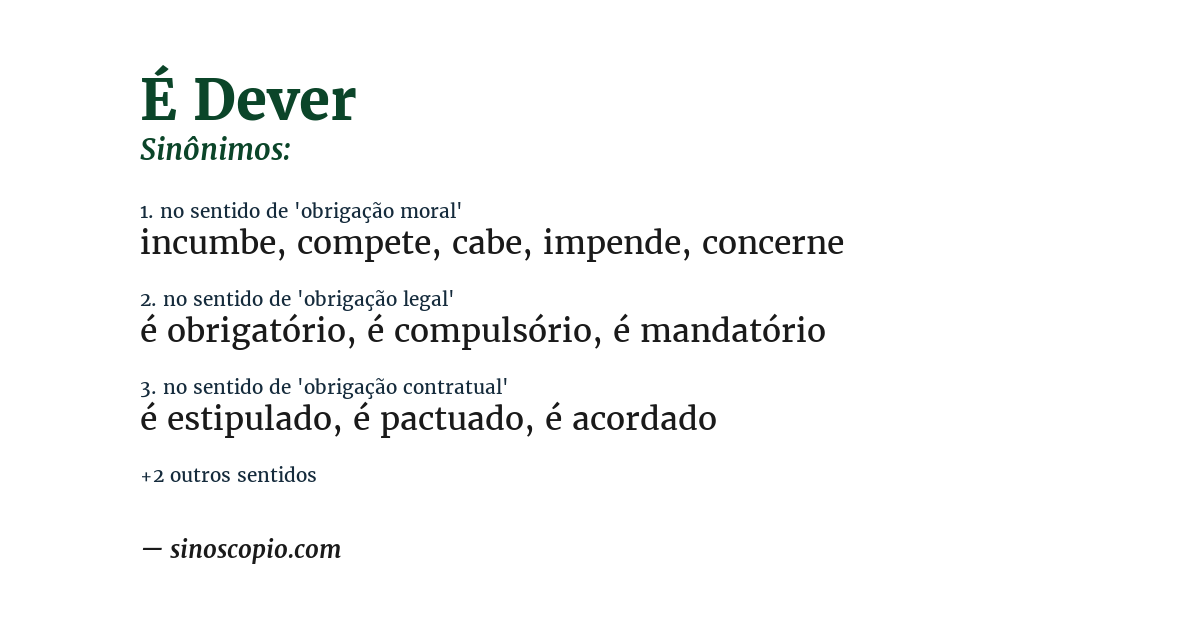 Sinônimo de é dever