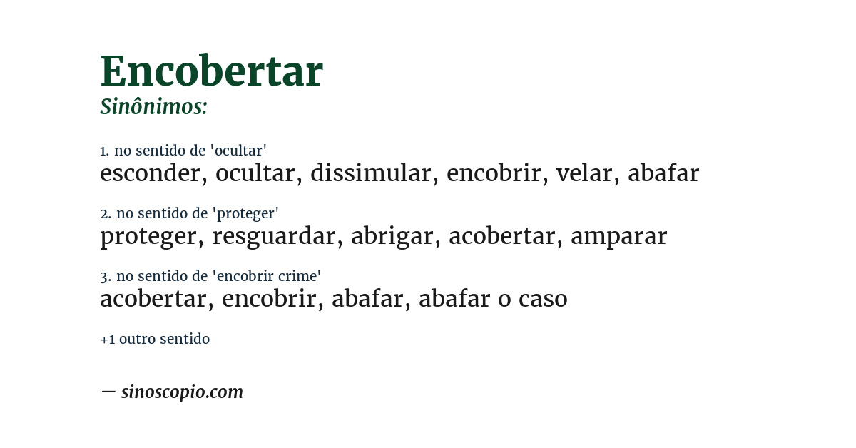 Sinônimo de encobertar