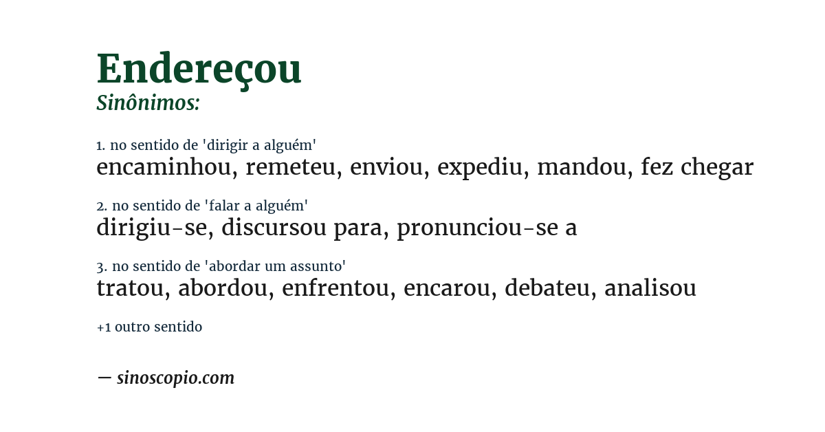 Sinônimo de endereçou