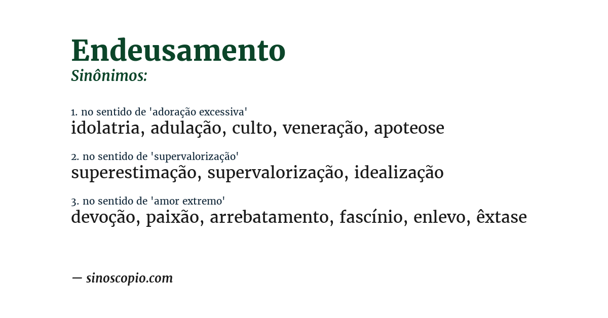 Sinônimo de endeusamento