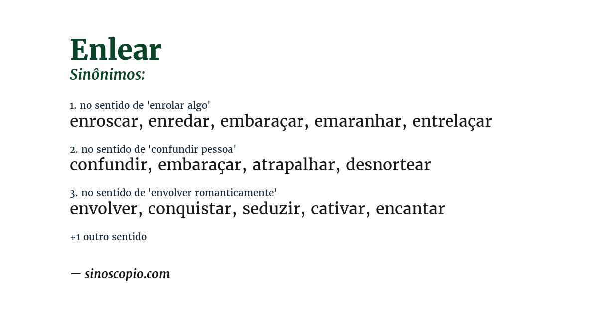 Sinônimo de enlear