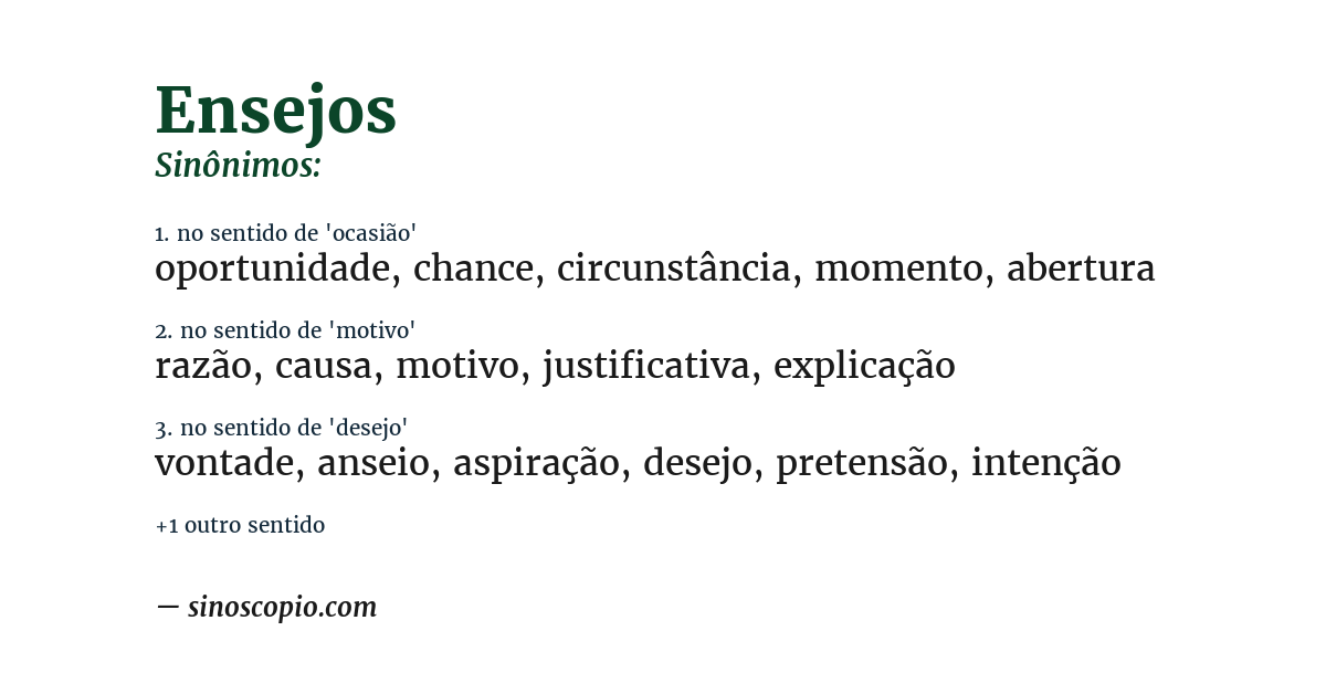 Sinônimo de ensejos