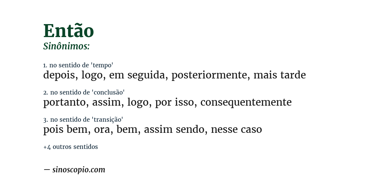 Sinônimo de então