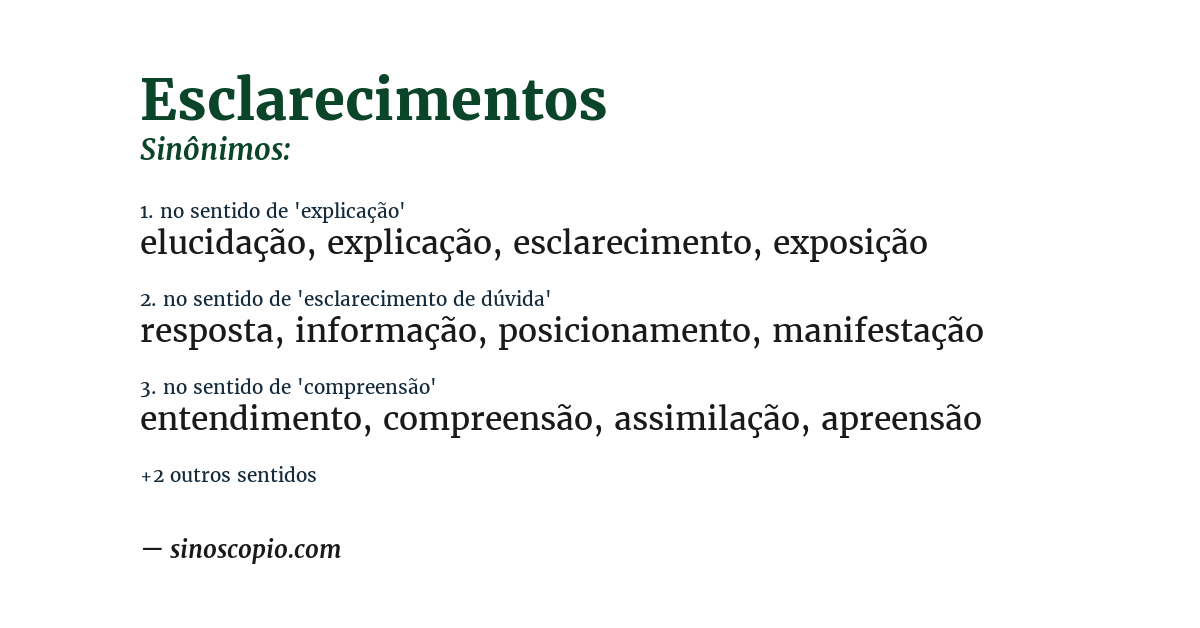 Sinônimo de esclarecimentos