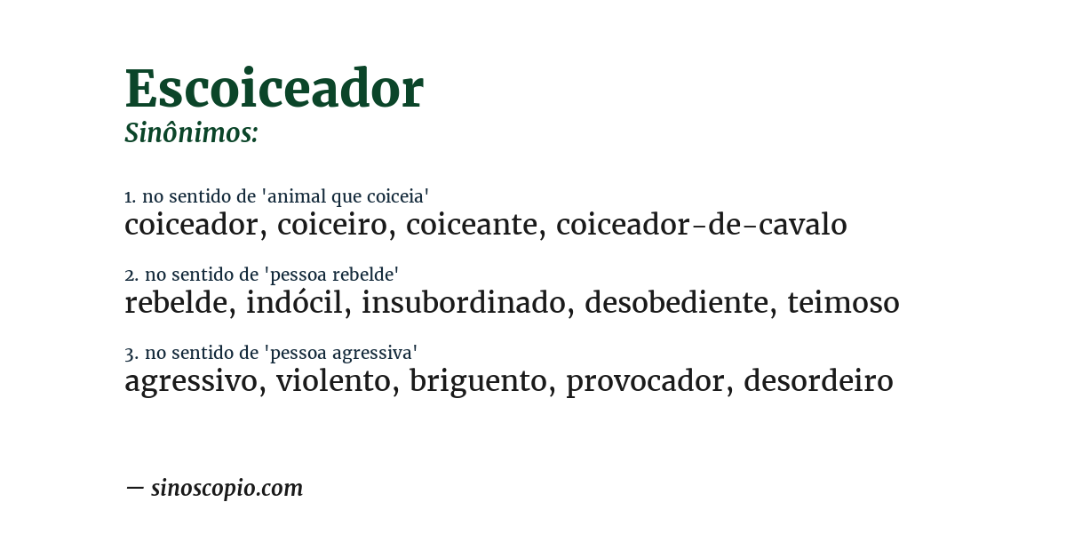 Sinônimo de escoiceador