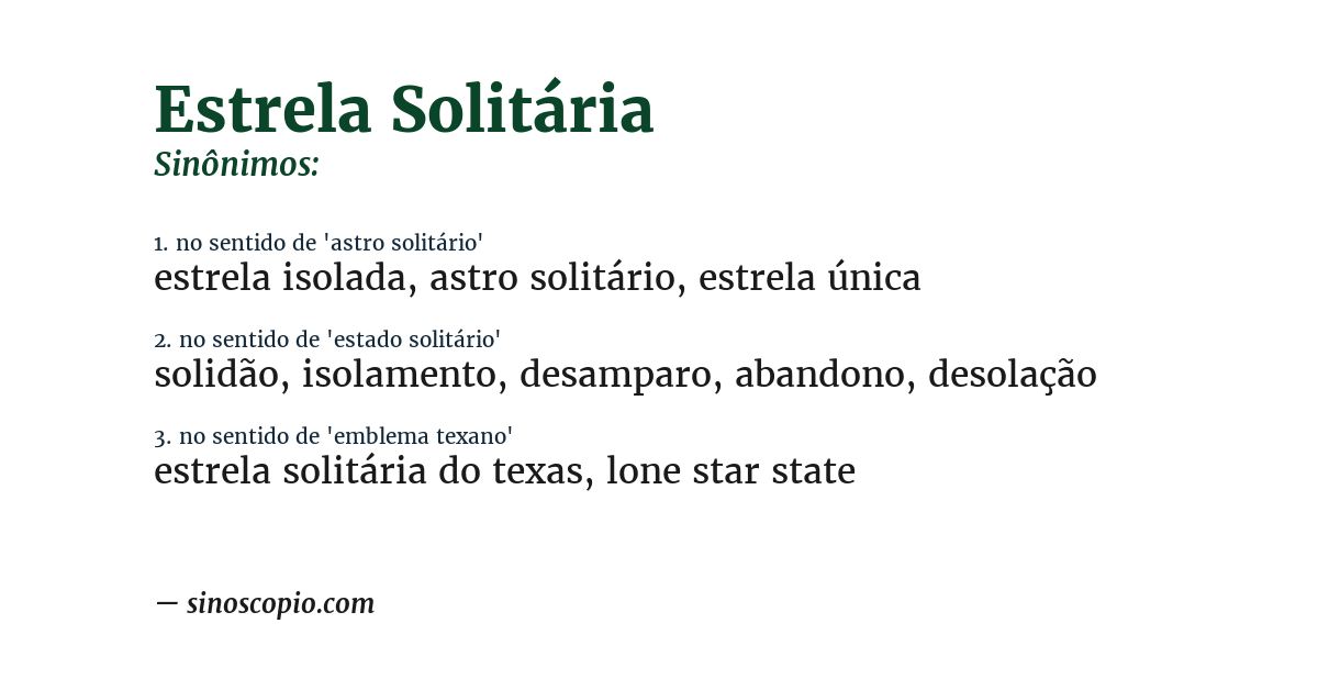 Sinônimo de estrela solitária