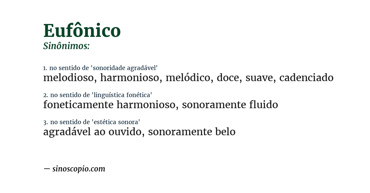 Sinônimo de eufônico