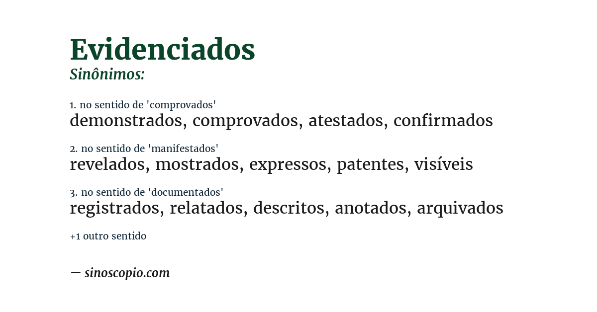 Sinônimo de evidenciados