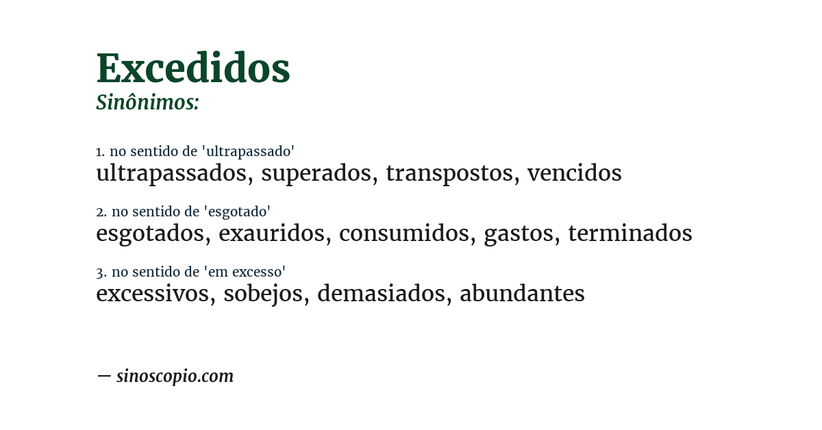 Sinônimo de excedidos