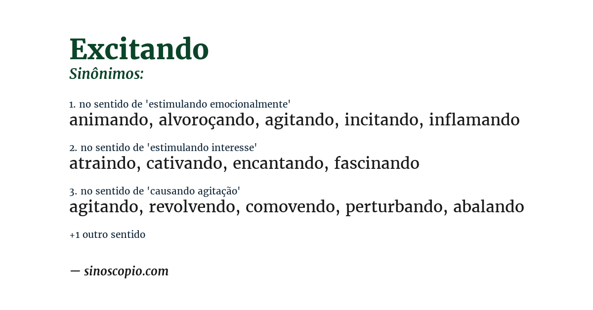 Sinônimo de excitando