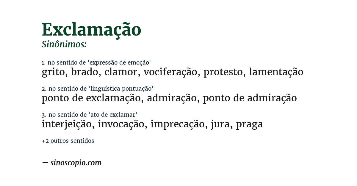 Sinônimo de exclamação