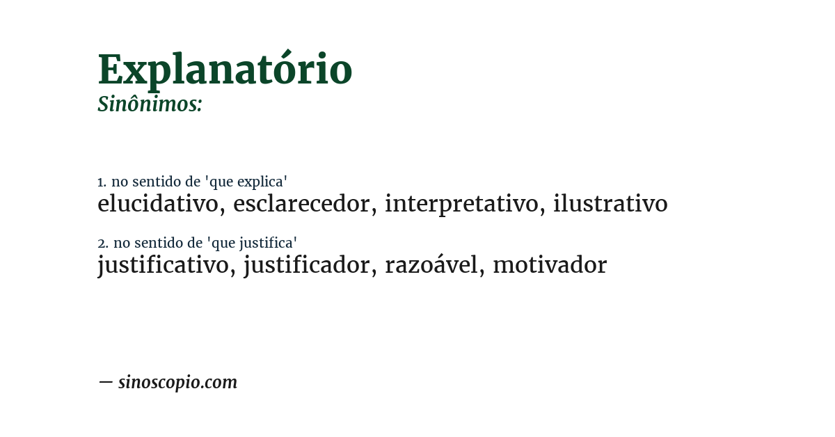 Sinônimo de explanatório