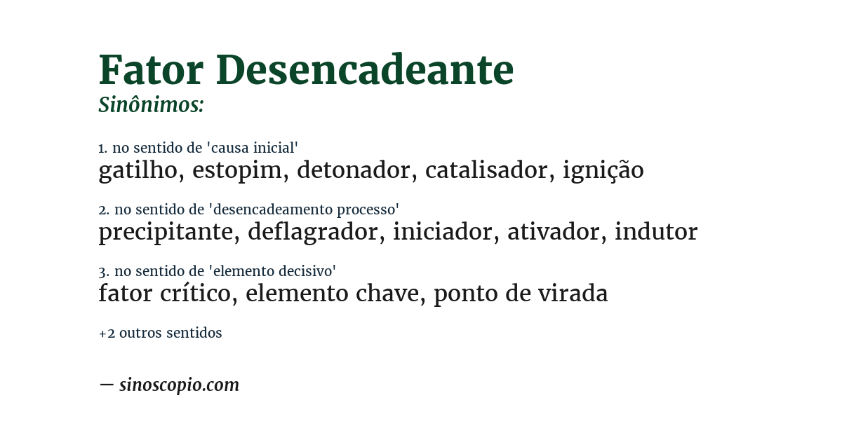 Sinônimo de fator desencadeante