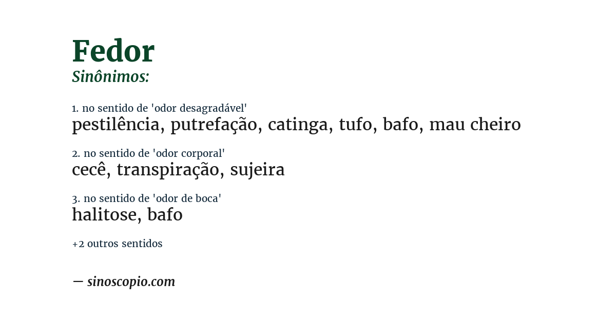 Sinônimo de fedor