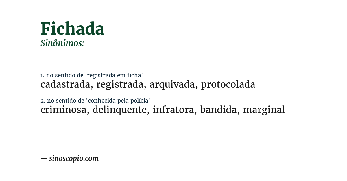 Sinônimo de fichada