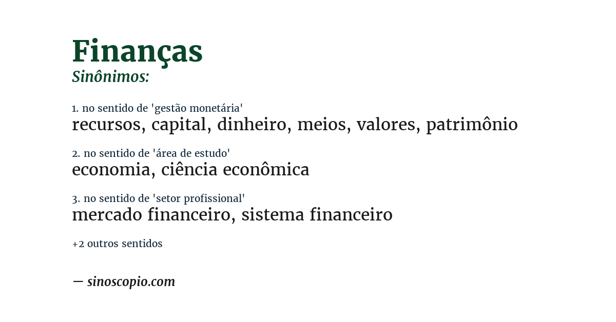 Sinônimo de finanças